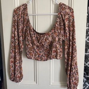 Flower Print Wild Fable Long-Sleeve Crop
